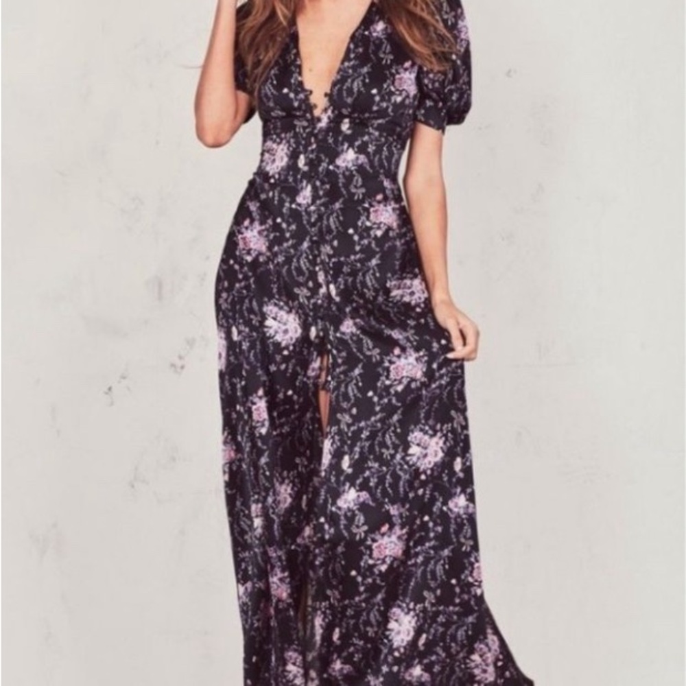 LoveShackFancy Delaney Silk Dress Navy Cosmos-Medium-worn 1x. Perfect condition
